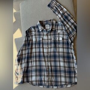 Ariat western Men's Navy and White Plaid Button Down Shirt